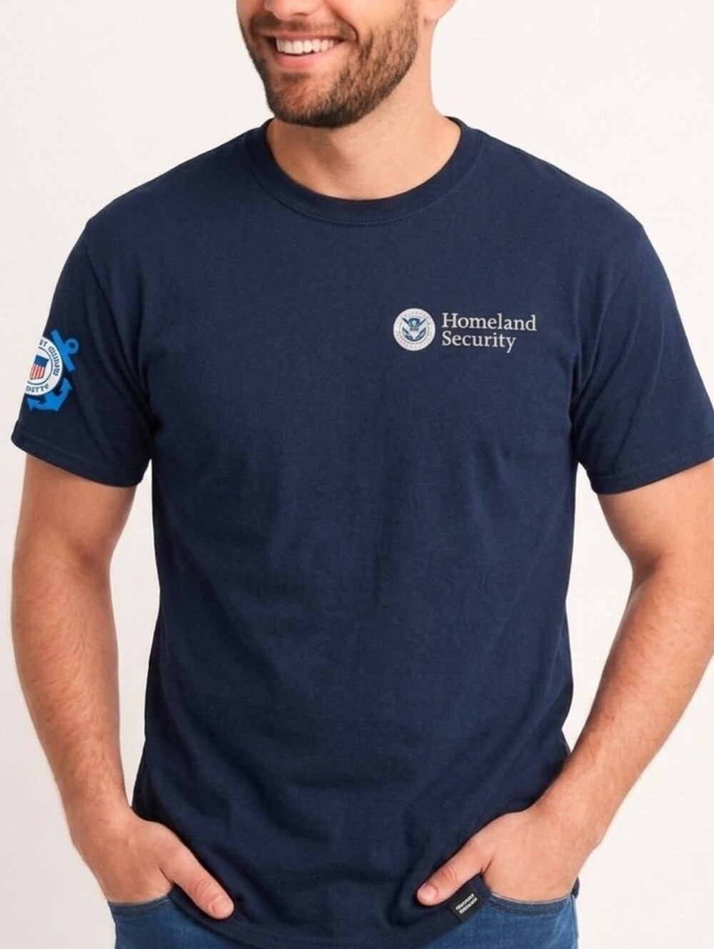 Department of Homeland Security T-Shirt XL Navy Blue US Coast Guard Short Sleeve